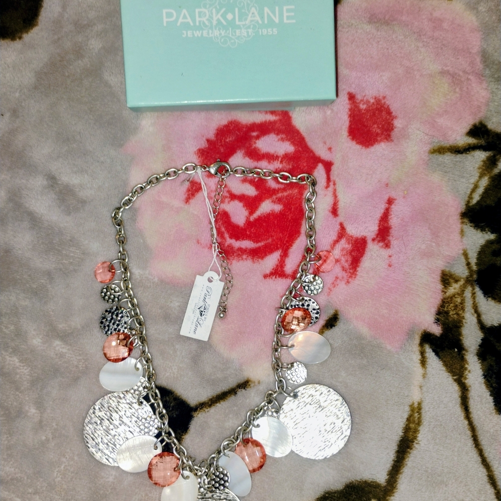 Park Lane Silver and Coral Necklace